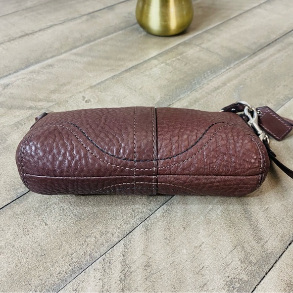 Coach Brown Pebbled Leather Wristlet Mini Bag with Silver Hardware - Picture 4 of 11